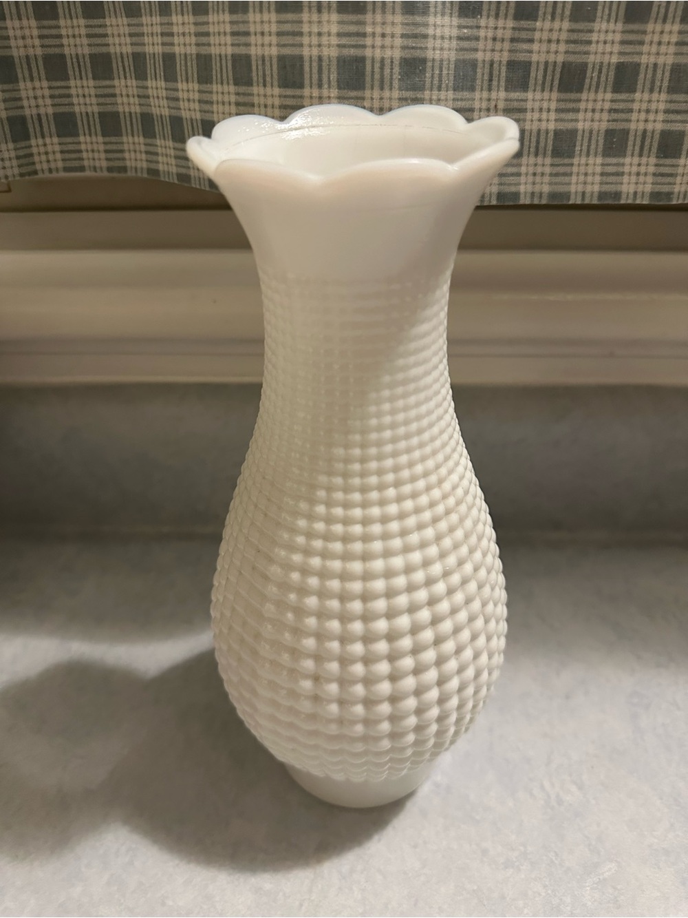 Vintage White Lamp Globe - Corn Rows